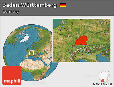 Satellite Location Map of Baden-Württemberg