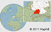 Savanna Style Location Map of Baden-Württemberg, highlighted country, hill shading