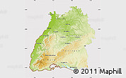 Physical Map of Baden-Württemberg, cropped outside