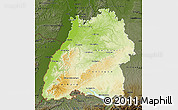 Physical Map of Baden-Württemberg, darken