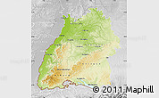 Physical Map of Baden-Württemberg, lighten, desaturated
