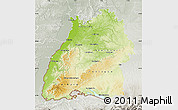 Physical Map of Baden-Württemberg, lighten, semi-desaturated