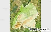 Physical Map of Baden-Württemberg, satellite outside