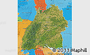 Satellite Map of Baden-Württemberg, political shades outside