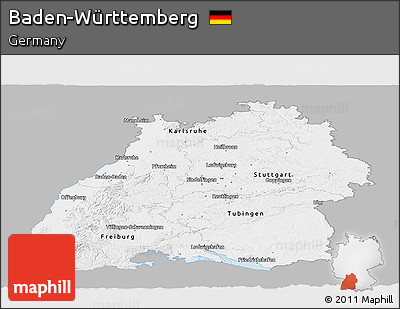 Gray Panoramic Map of Baden-Württemberg, single color outside
