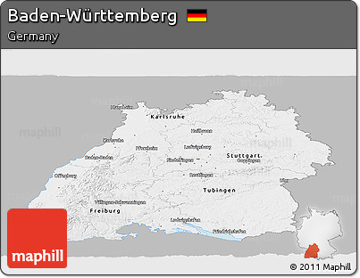 Gray Panoramic Map of Baden-Württemberg, single color outside