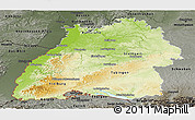Physical Panoramic Map of Baden-Württemberg, darken, semi-desaturated