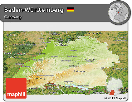 Physical Panoramic Map of Baden-Württemberg, satellite outside