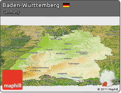 Physical Panoramic Map of Baden-Württemberg, satellite outside