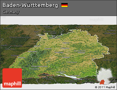 Satellite Panoramic Map of Baden-Württemberg, darken