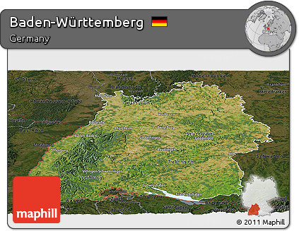 Satellite Panoramic Map of Baden-Württemberg, darken