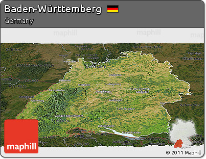 Satellite Panoramic Map of Baden-Württemberg, darken