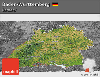 Satellite Panoramic Map of Baden-Württemberg, desaturated