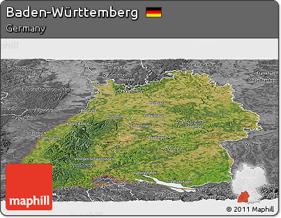 Satellite Panoramic Map of Baden-Württemberg, desaturated