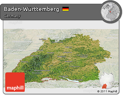 Satellite Panoramic Map of Baden-Württemberg, lighten