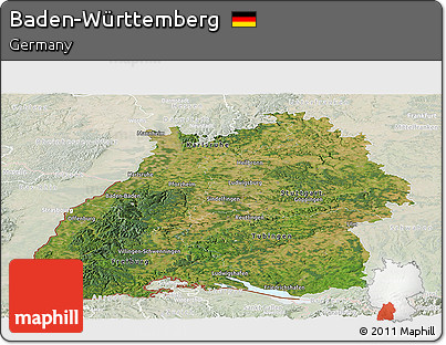 Satellite Panoramic Map of Baden-Württemberg, lighten