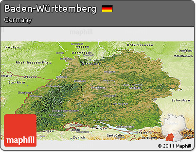 Satellite Panoramic Map of Baden-Württemberg, physical outside