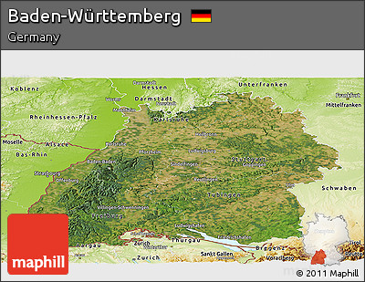 Satellite Panoramic Map of Baden-Württemberg, physical outside