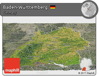 Satellite Panoramic Map of Baden-Württemberg, semi-desaturated