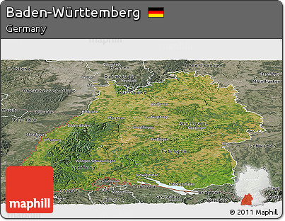 Satellite Panoramic Map of Baden-Württemberg, semi-desaturated