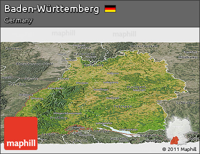 Satellite Panoramic Map of Baden-Württemberg, semi-desaturated