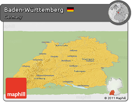Savanna Style Panoramic Map of Baden-Württemberg, single color outside
