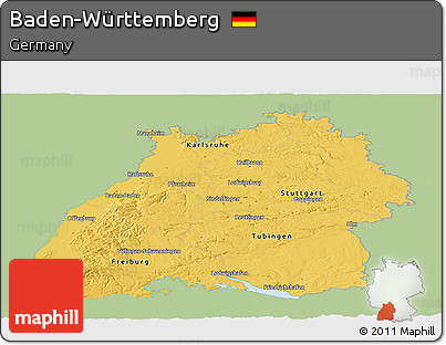 Savanna Style Panoramic Map of Baden-Württemberg, single color outside
