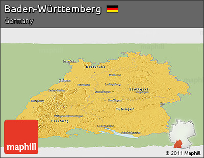 Savanna Style Panoramic Map of Baden-Württemberg, single color outside
