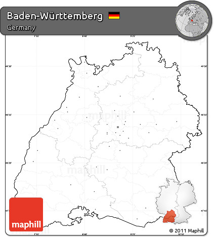 Blank Simple Map of Baden-Württemberg, cropped outside, no labels