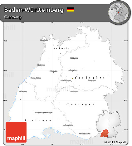 Silver Style Simple Map of Baden-Württemberg, single color outside