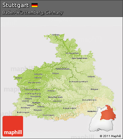 Physical 3D Map of Stuttgart, cropped outside
