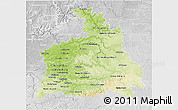 Physical 3D Map of Stuttgart, lighten, desaturated