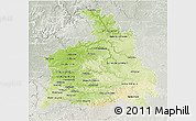 Physical 3D Map of Stuttgart, lighten, semi-desaturated