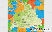 Physical 3D Map of Stuttgart, political outside