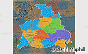 Political 3D Map of Stuttgart, darken, semi-desaturated