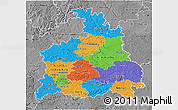 Political 3D Map of Stuttgart, desaturated