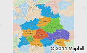 Political 3D Map of Stuttgart, lighten