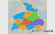 Political 3D Map of Stuttgart, lighten, semi-desaturated
