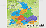 Political 3D Map of Stuttgart, physical outside