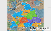 Political 3D Map of Stuttgart, semi-desaturated