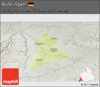 Physical 3D Map of Böblingen, lighten, semi-desaturated