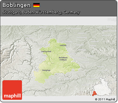 Physical 3D Map of Böblingen, lighten, semi-desaturated