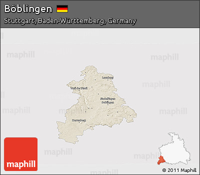 Shaded Relief 3D Map of Böblingen, single color outside