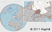 Gray Location Map of Böblingen, highlighted country, highlighted grandparent region, hill shading