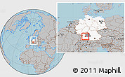 Gray Location Map of Böblingen, highlighted country, highlighted parent region, within the entire country, hill shading