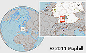Gray Location Map of Böblingen, highlighted country, highlighted parent region, hill shading