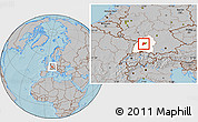 Gray Location Map of Böblingen, highlighted grandparent region, hill shading