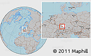 Gray Location Map of Böblingen, highlighted parent region, within the entire country, hill shading