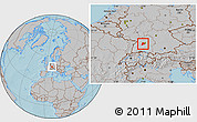 Gray Location Map of Böblingen, hill shading