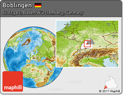 Physical Location Map of Böblingen, highlighted parent region, highlighted grandparent region